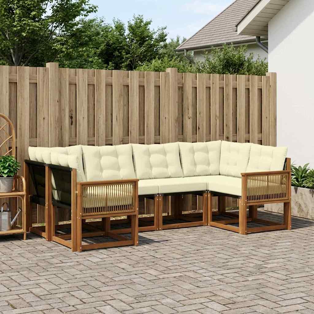 Set vanjskih sofa 6 kom. Prirodna i krem Smeđa 245 x 128,5 x 73 cm