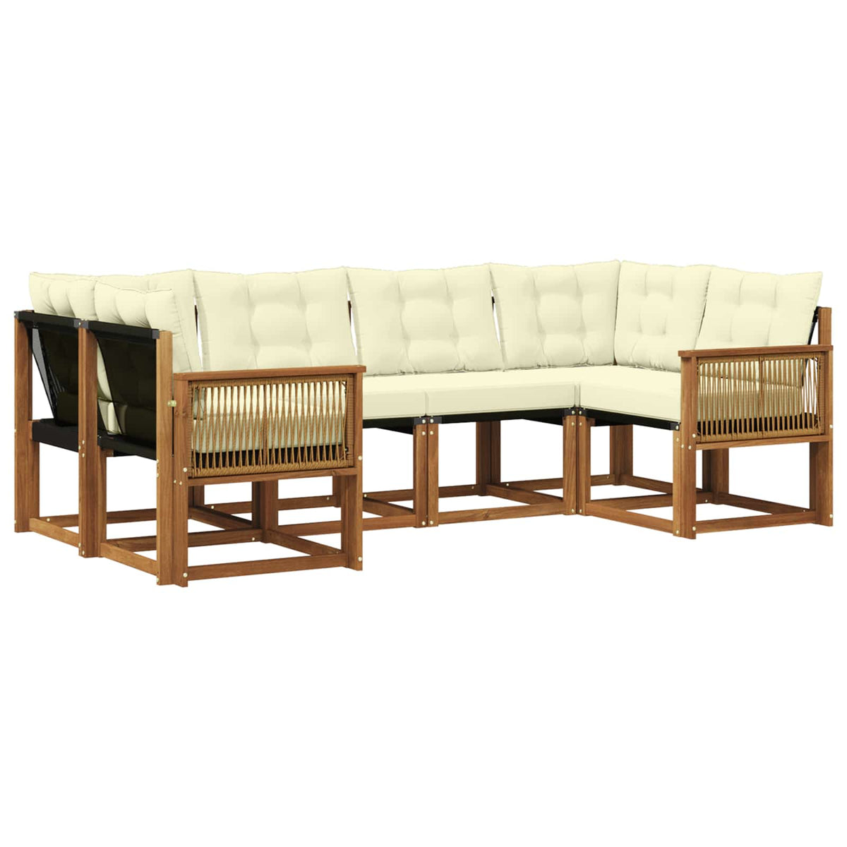 Set vanjskih sofa 6 kom. Prirodna i krem Smeđa 245 x 128,5 x 73 cm