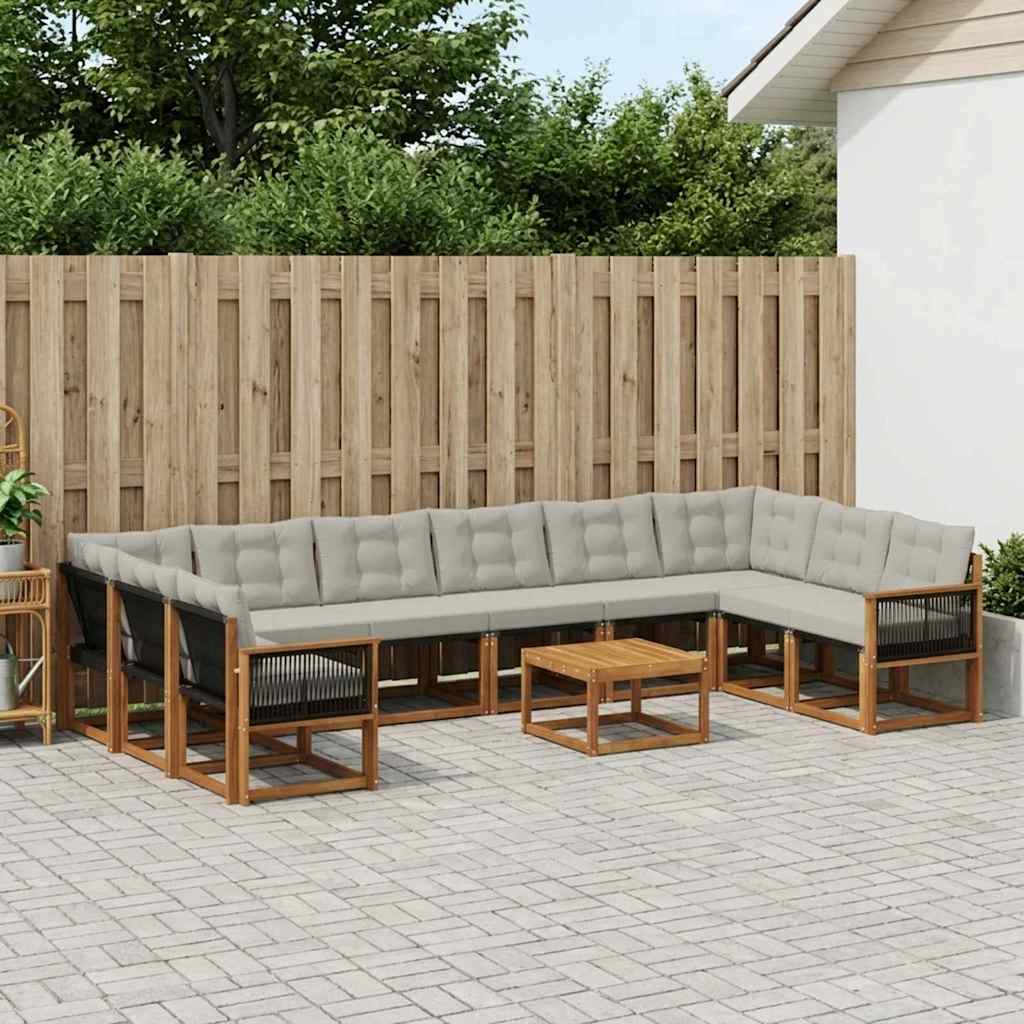 Set vanjskih sofa 11 kom. Prirodna i Svjetlosiva