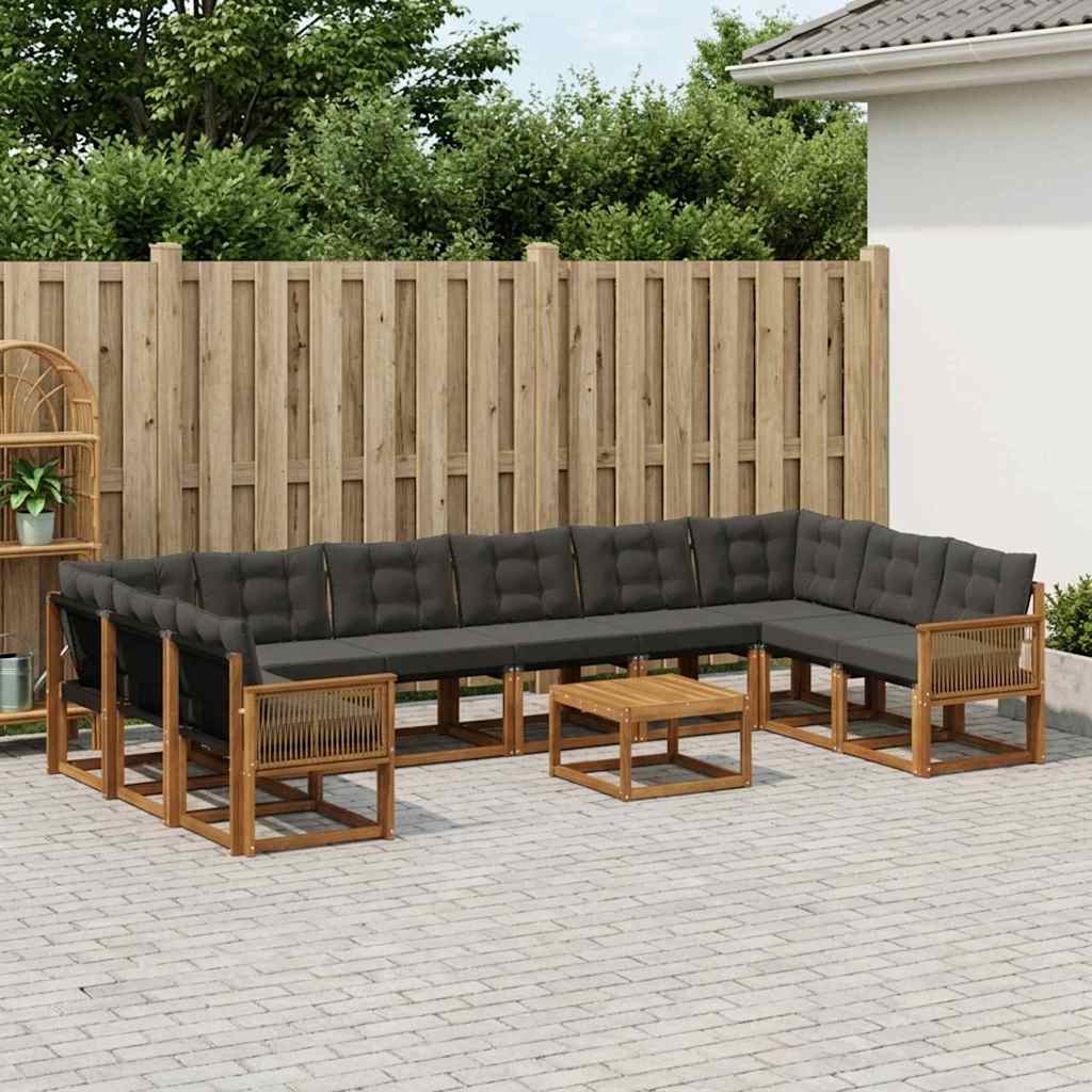 Set vanjskih sofa s jastukom 11 pcs Prirodna i crna