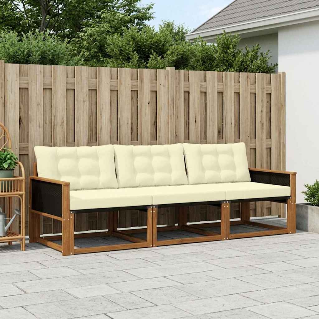 Set vanjskih sofa s jastukom 3 pcs Prirodna i krem