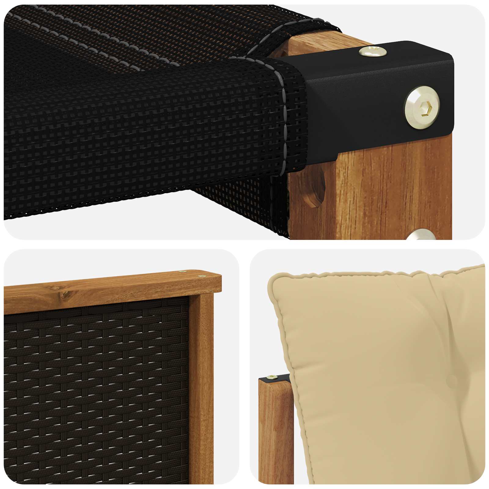 Set vanjskih sofa s jastukom 3 pcs Prirodna i bež