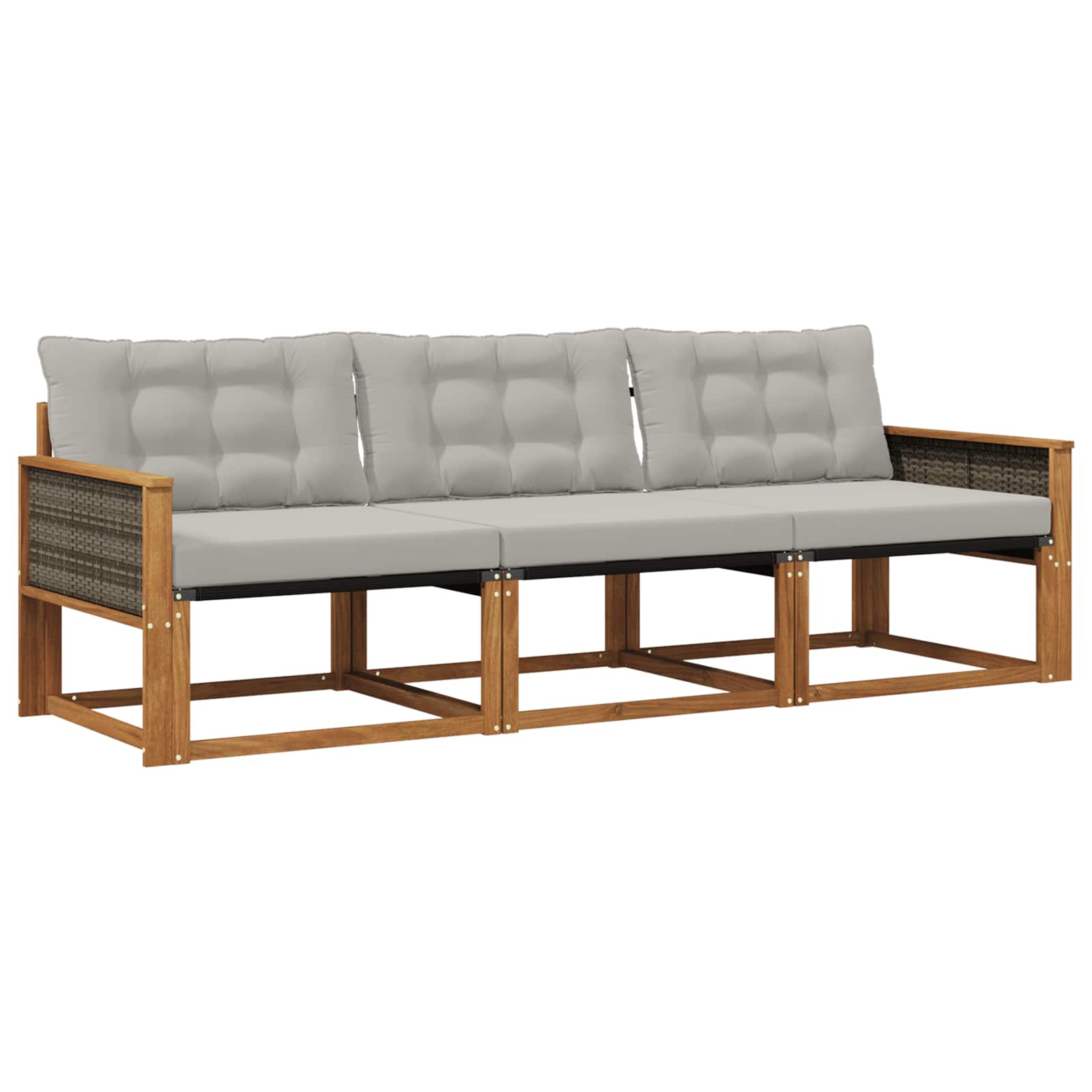 Set vanjskih sofa s jastukom 3 pcs Prirodna i svjetlosiva