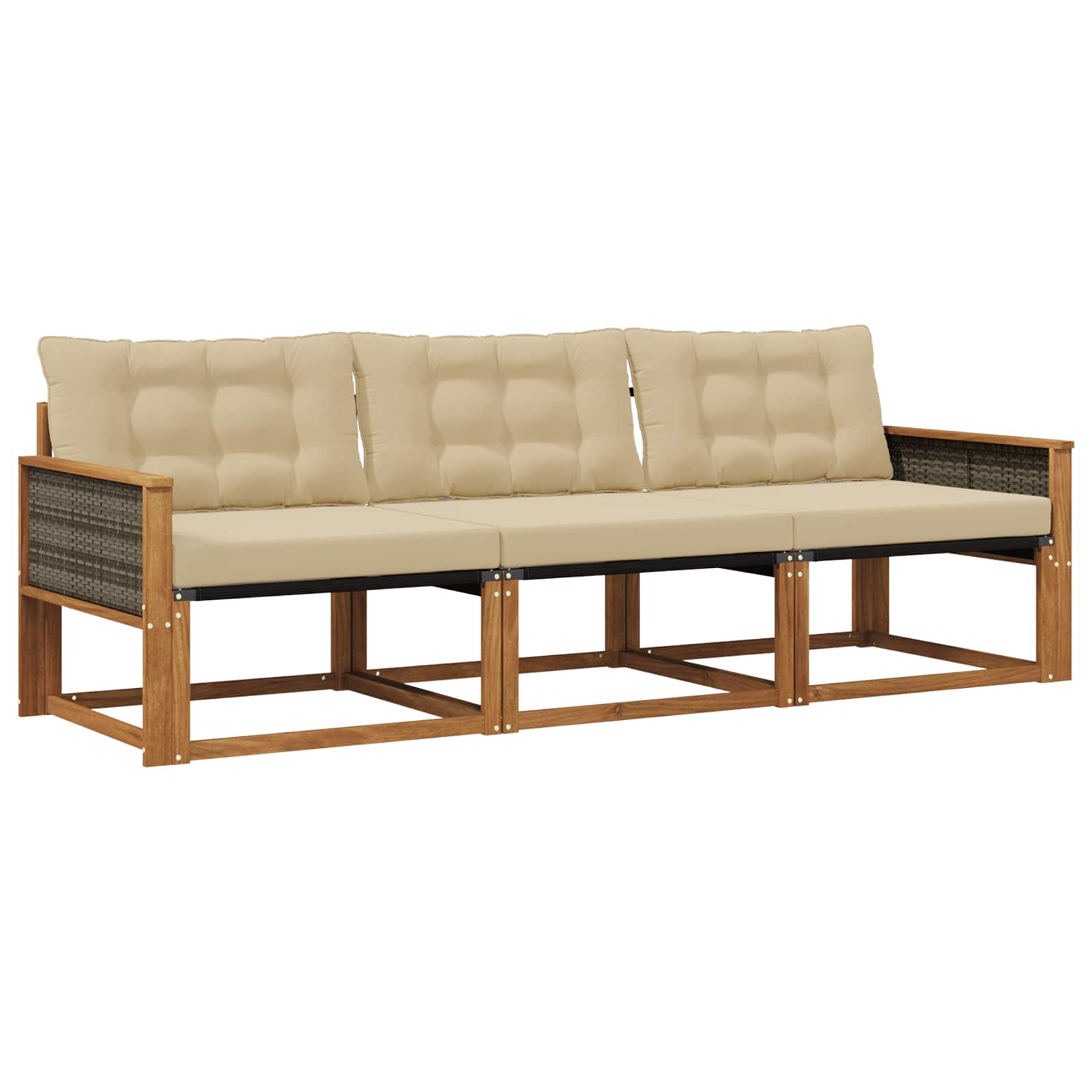 Set vanjskih sofa s jastukom 3 pcs Prirodna i bež