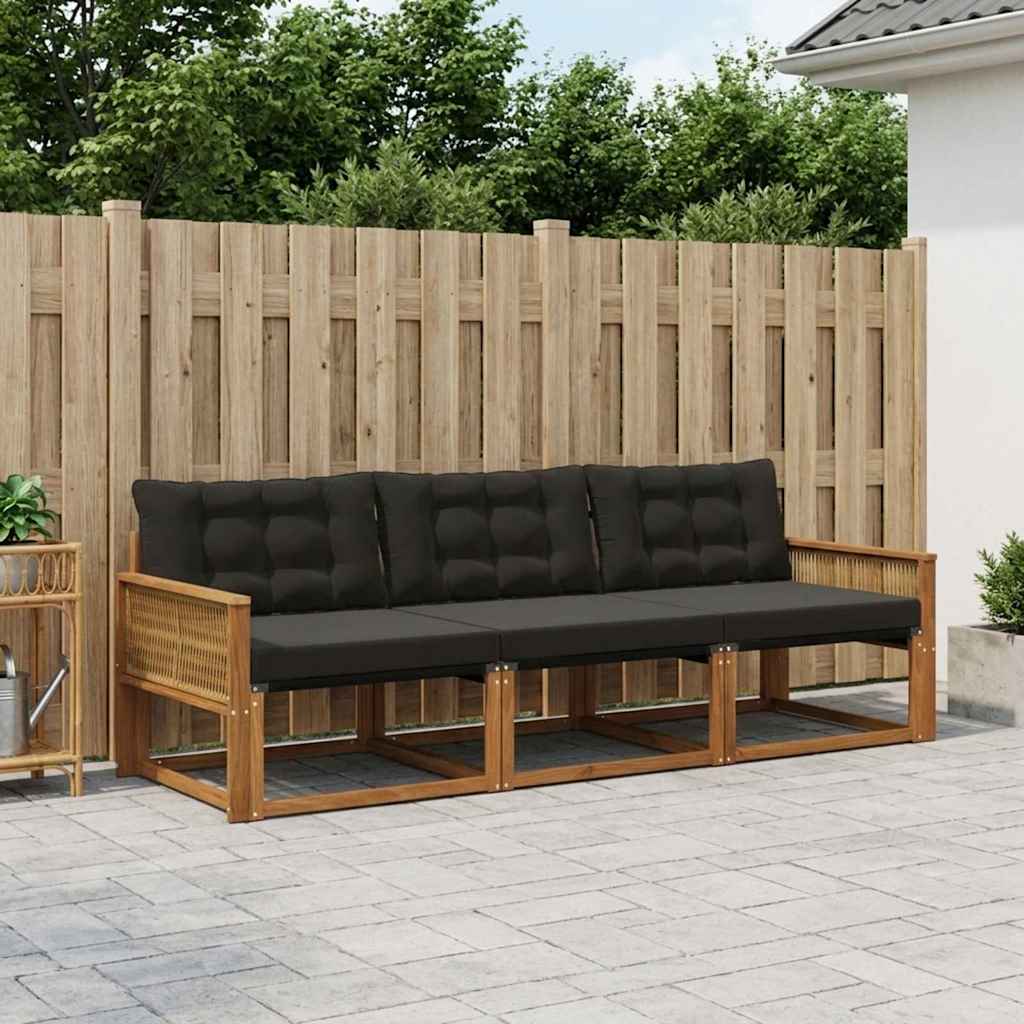 Set vanjskih sofa 3 kom. Prirodna i crna