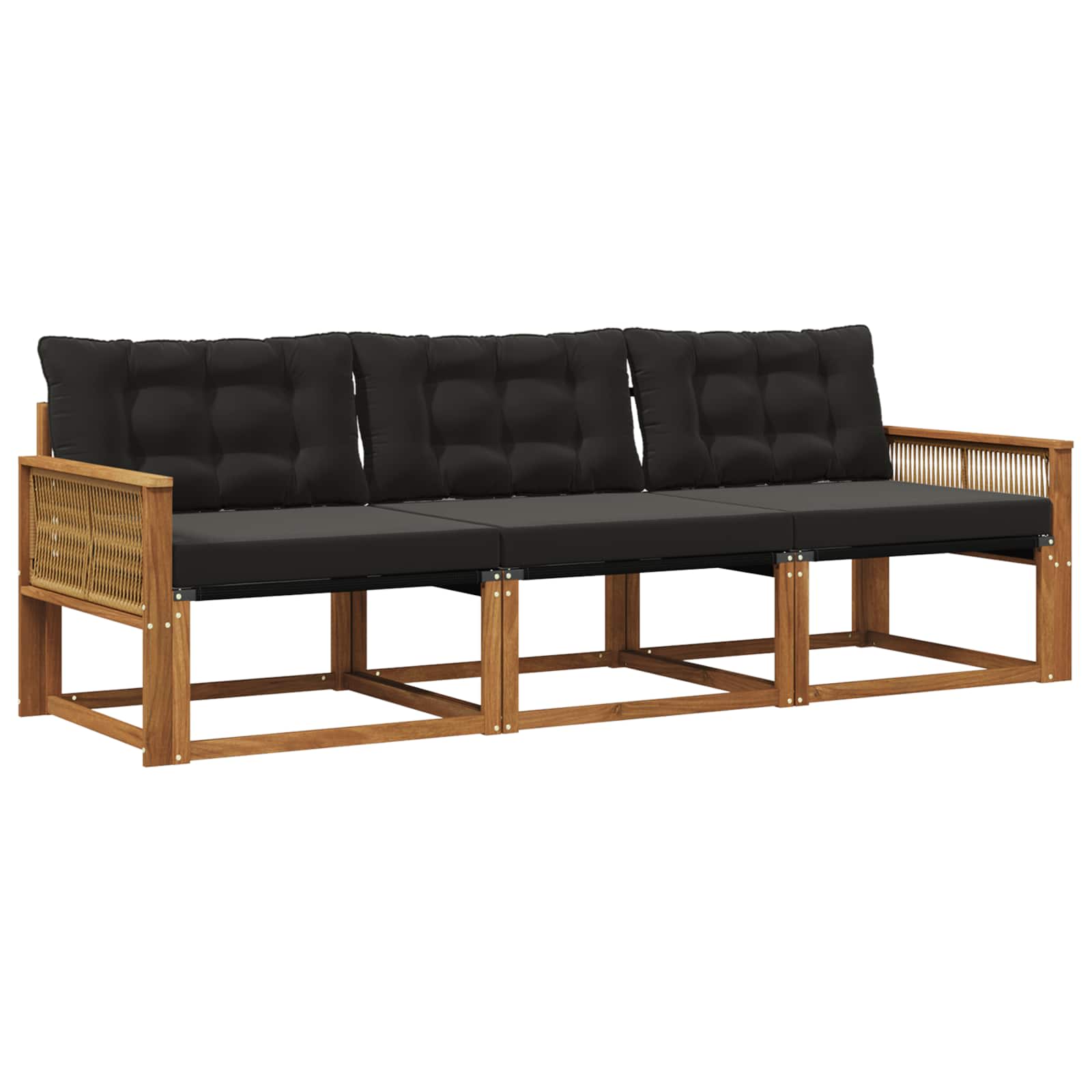Set vanjskih sofa 3 kom. Prirodna i crna