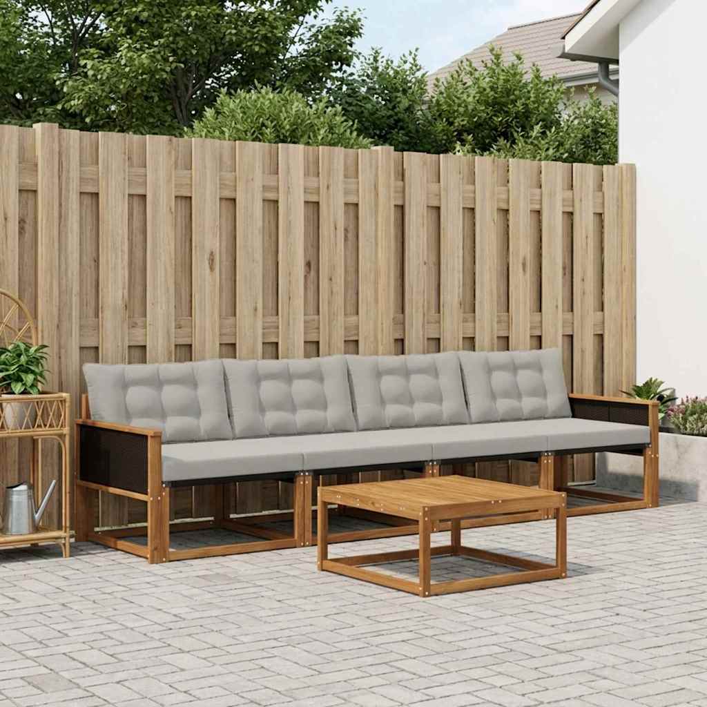 Set vanjskih sofa s jastukom 5 pcs Prirodna i svjetlosiva