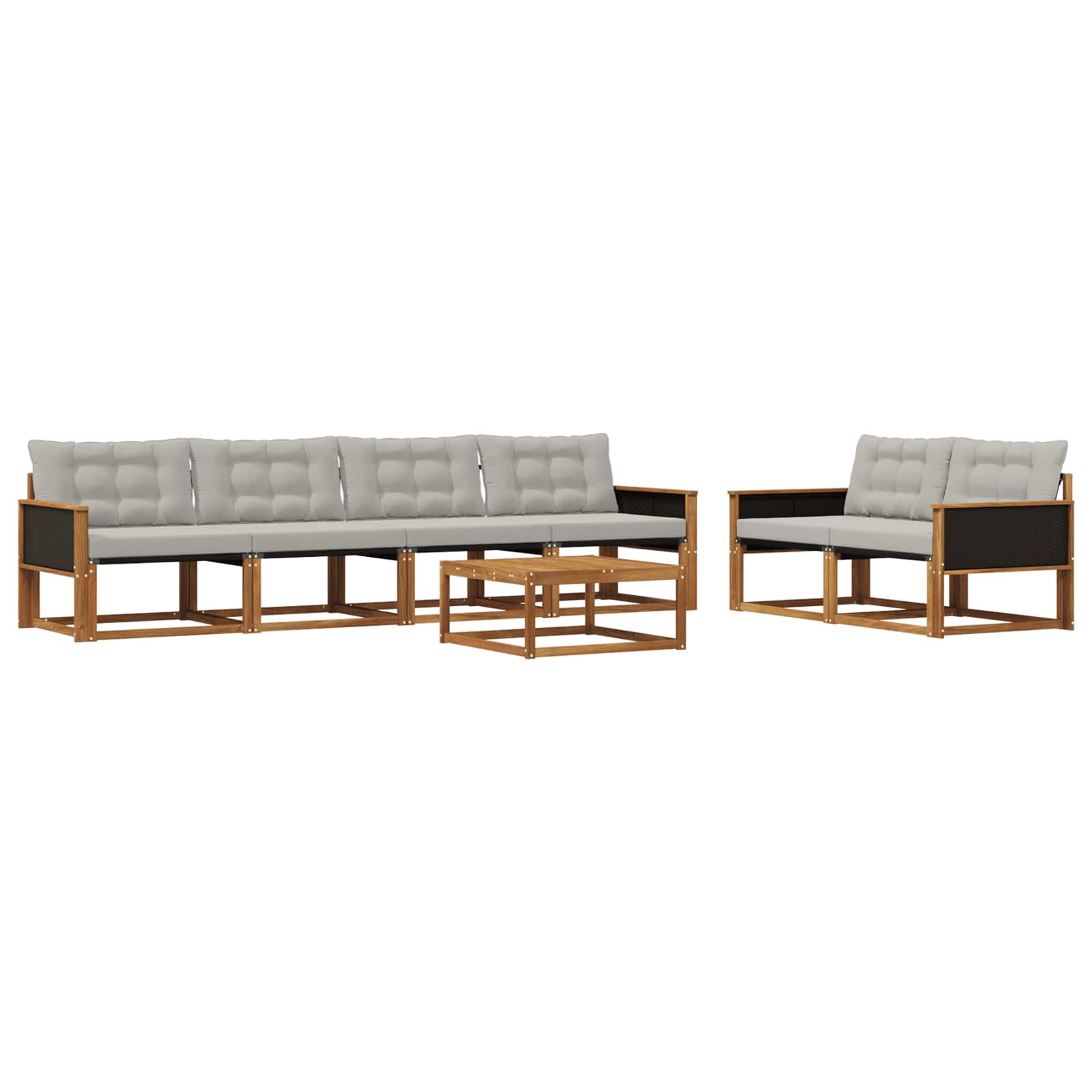 Set vanjskih sofa s jastukom 7 pcs Prirodna i svjetlosiva