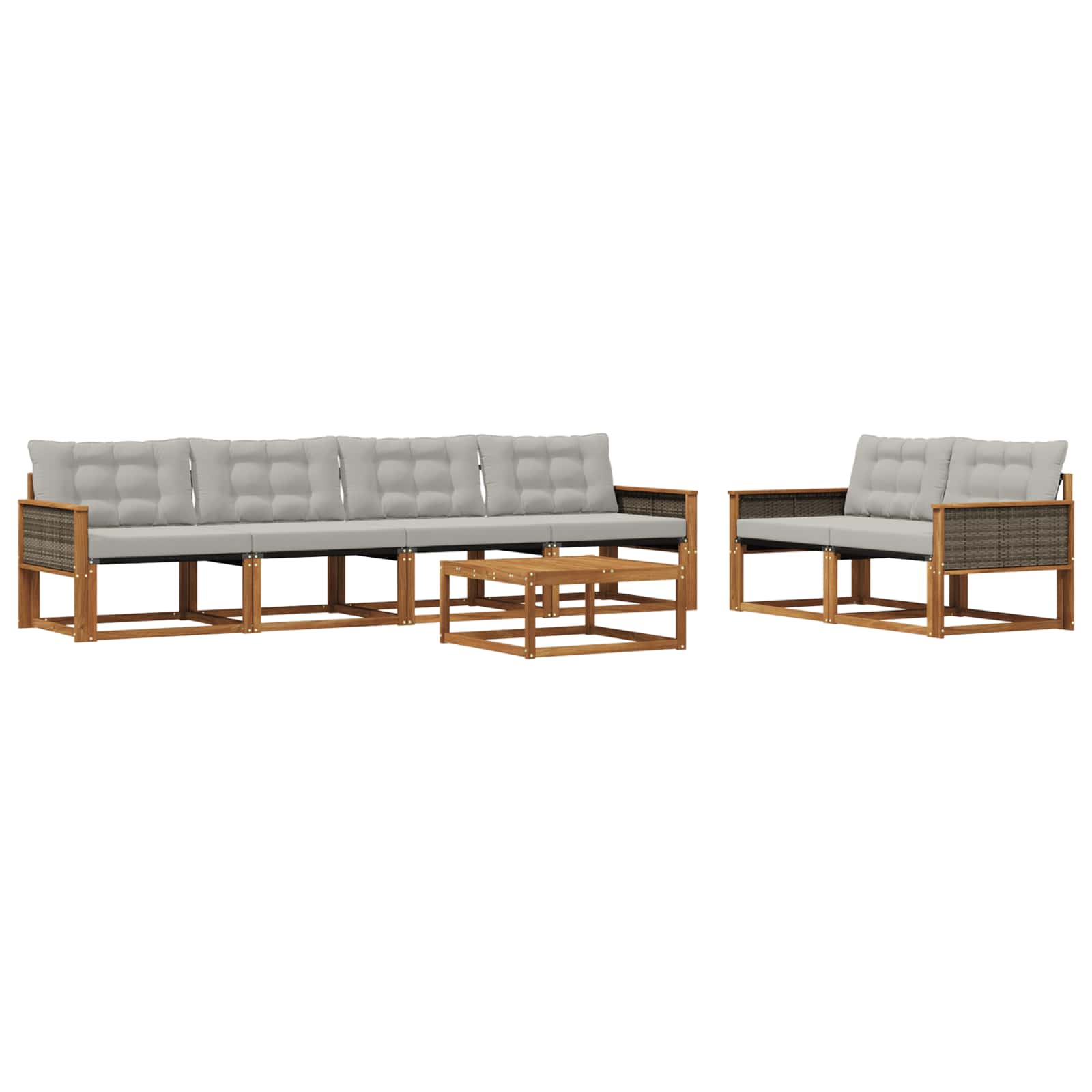 Set vanjskih sofa s jastukom 7 pcs Prirodna i svjetlosiva