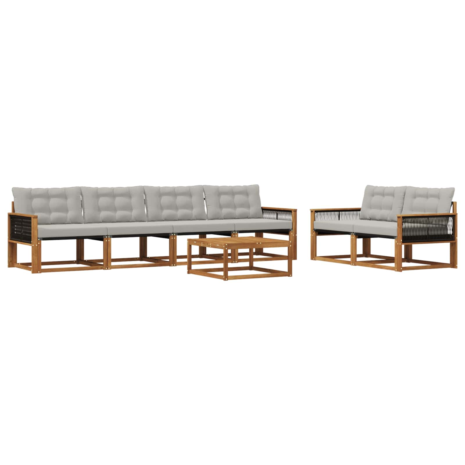 Set vanjskih sofa s jastukom 7 pcs Prirodna i svjetlosiva