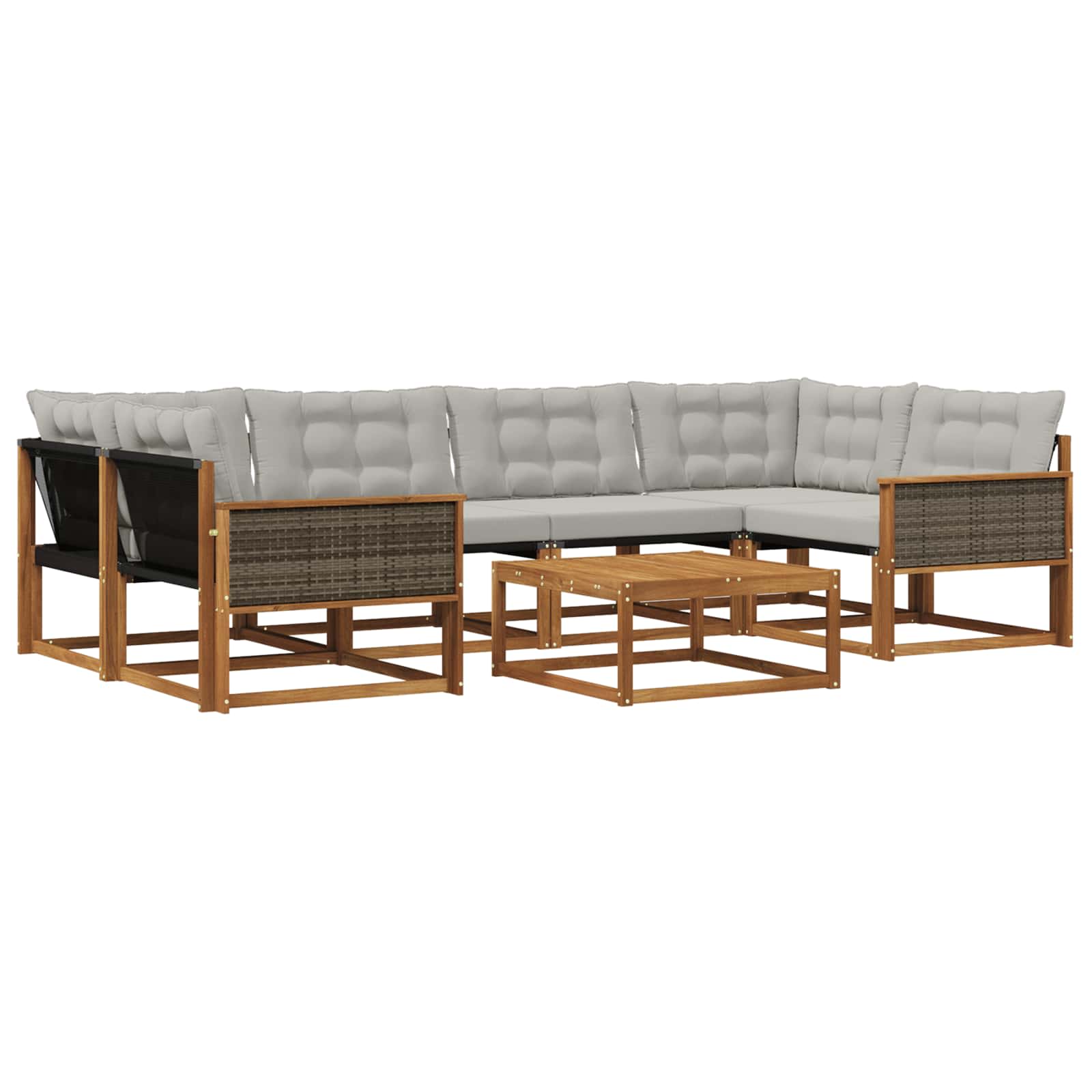 Set vanjskih sofa s jastukom 7 pcs Prirodna i svjetlosiva