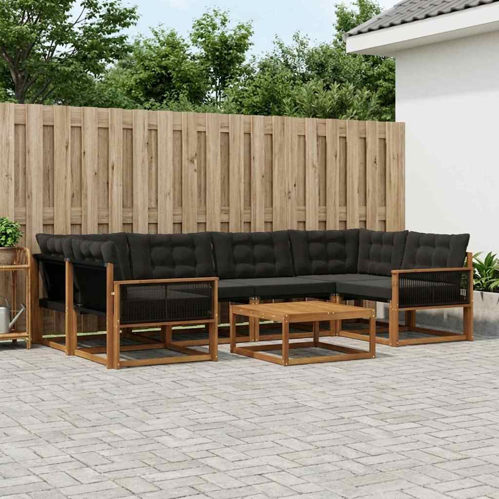 Set vanjskih sofa 7 kom. Prirodna i crna