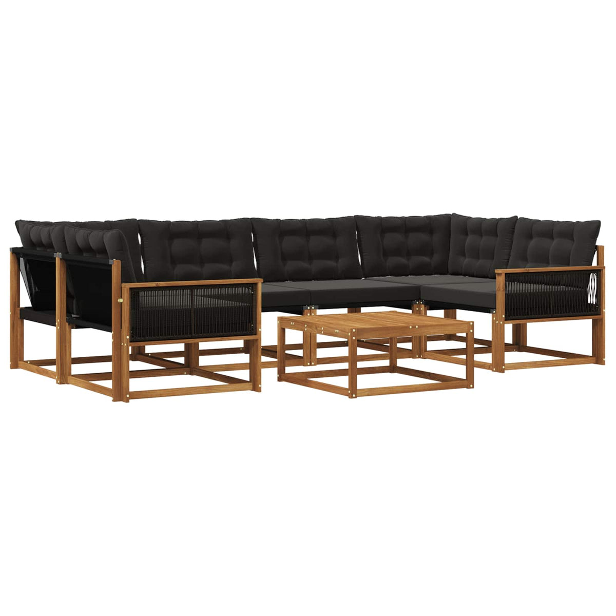 Set vanjskih sofa 7 kom. Prirodna i crna