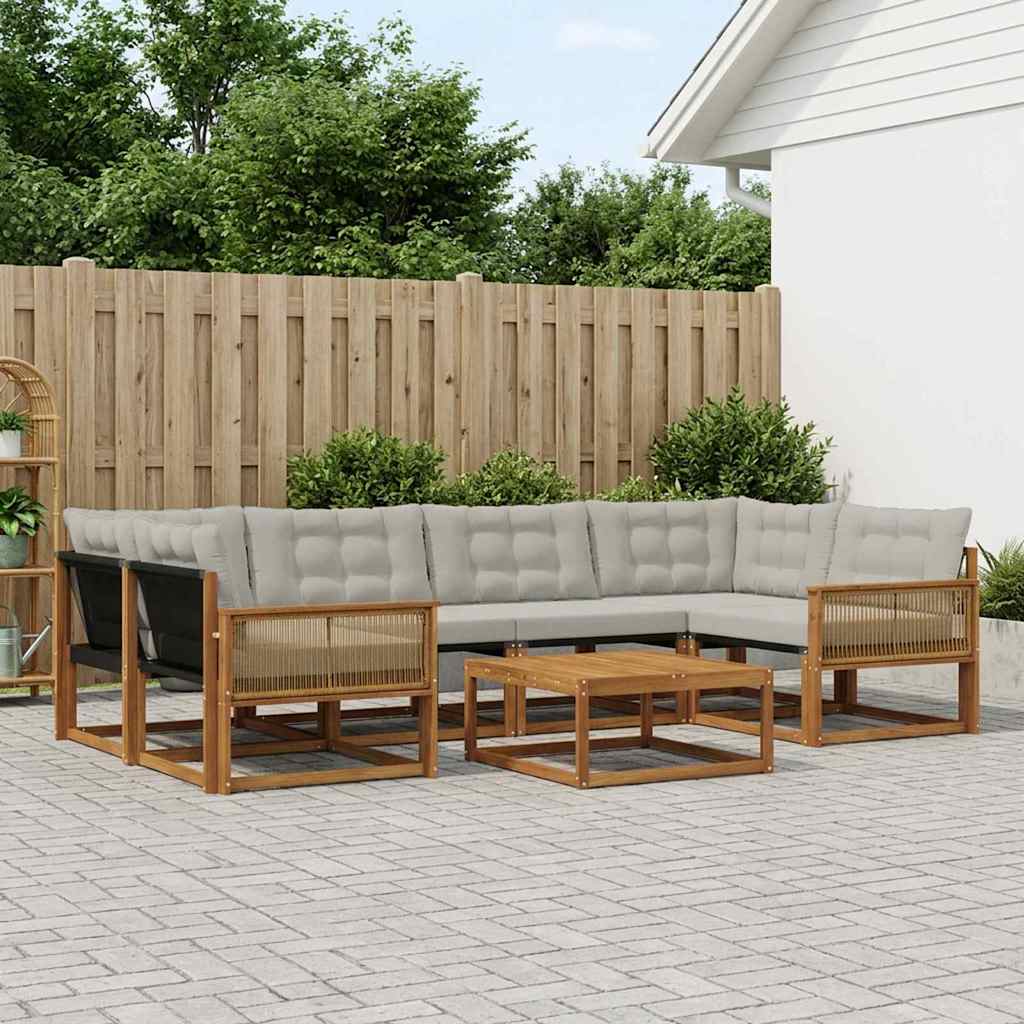 Set vanjskih sofa s jastukom 7 pcs Prirodna i svjetlosiva