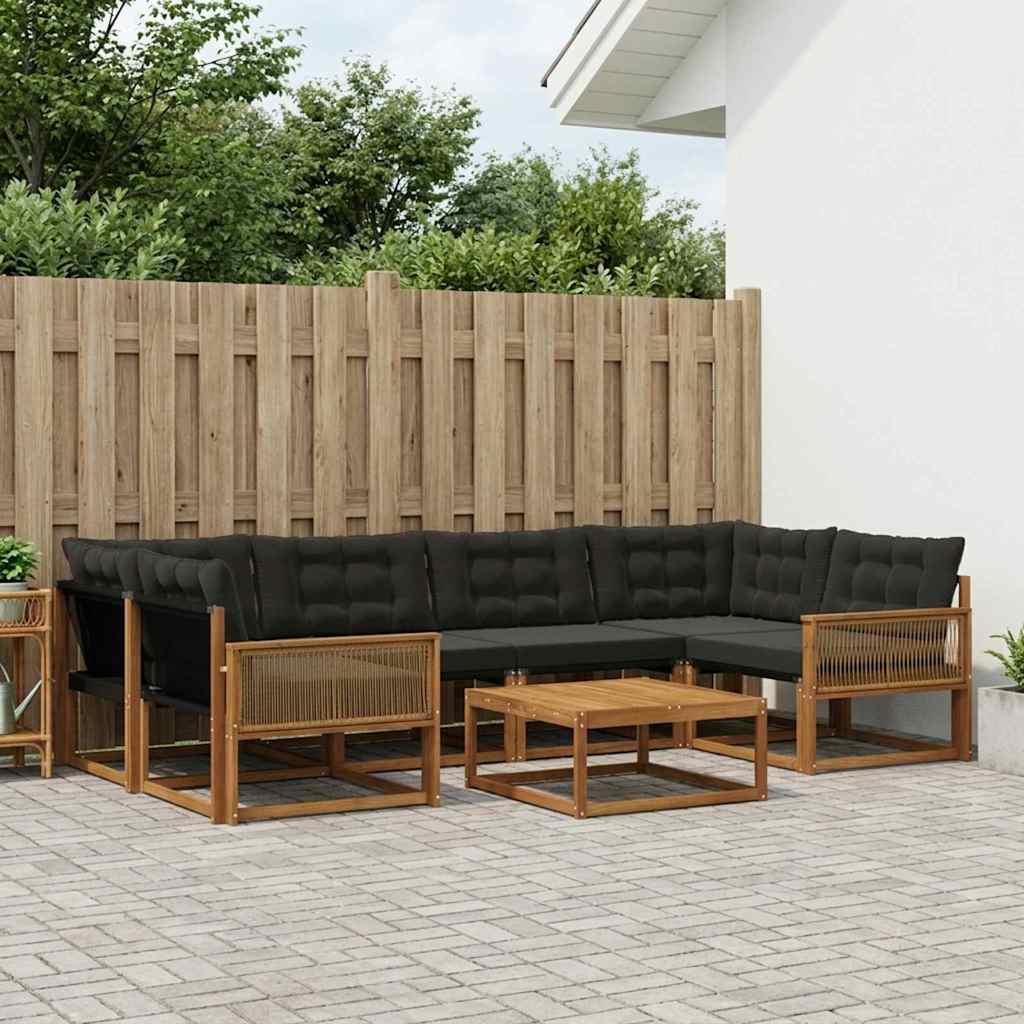 Set vanjskih sofa 7 kom. Prirodna i crna