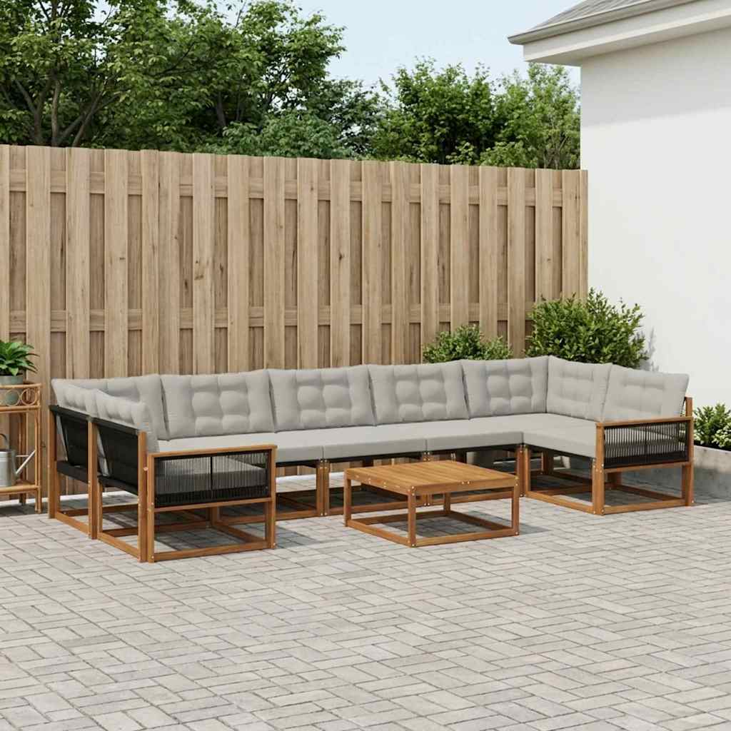 Set vanjskih sofa s jastukom 8 pcs Prirodna i svjetlosiva