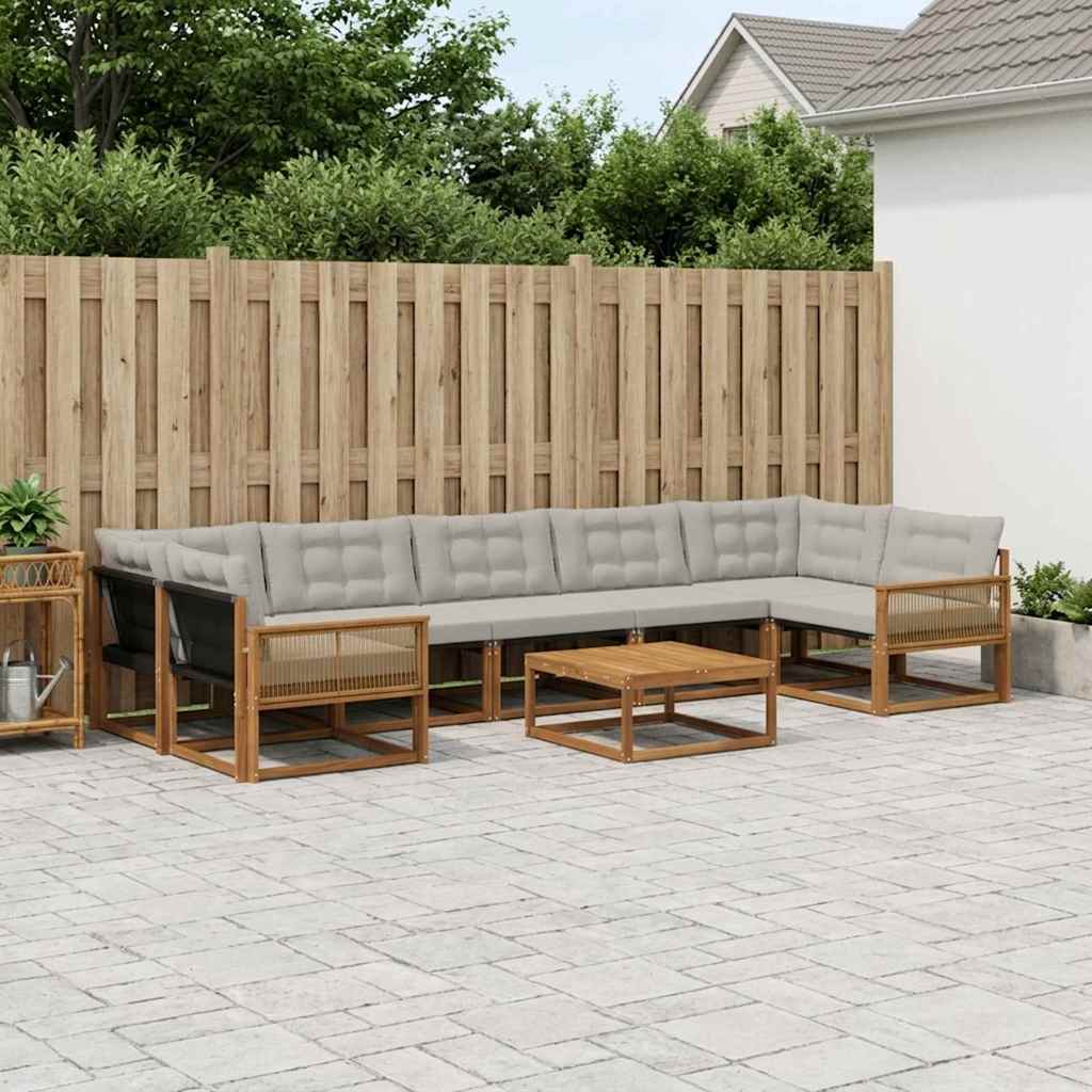 Set vanjskih sofa s jastukom 8 pcs Prirodna i svjetlosiva