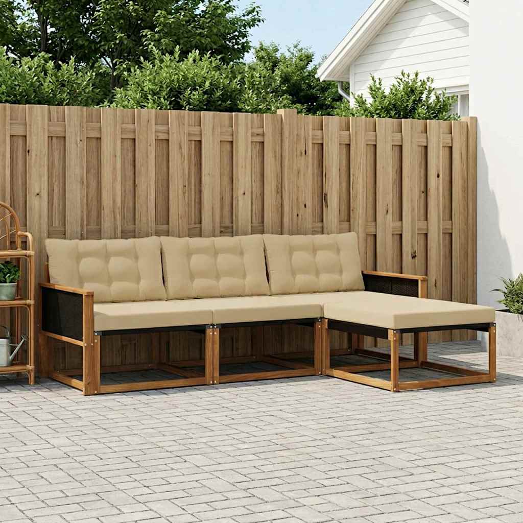 Set vanjskih sofa 4 kom. Prirodna i bež