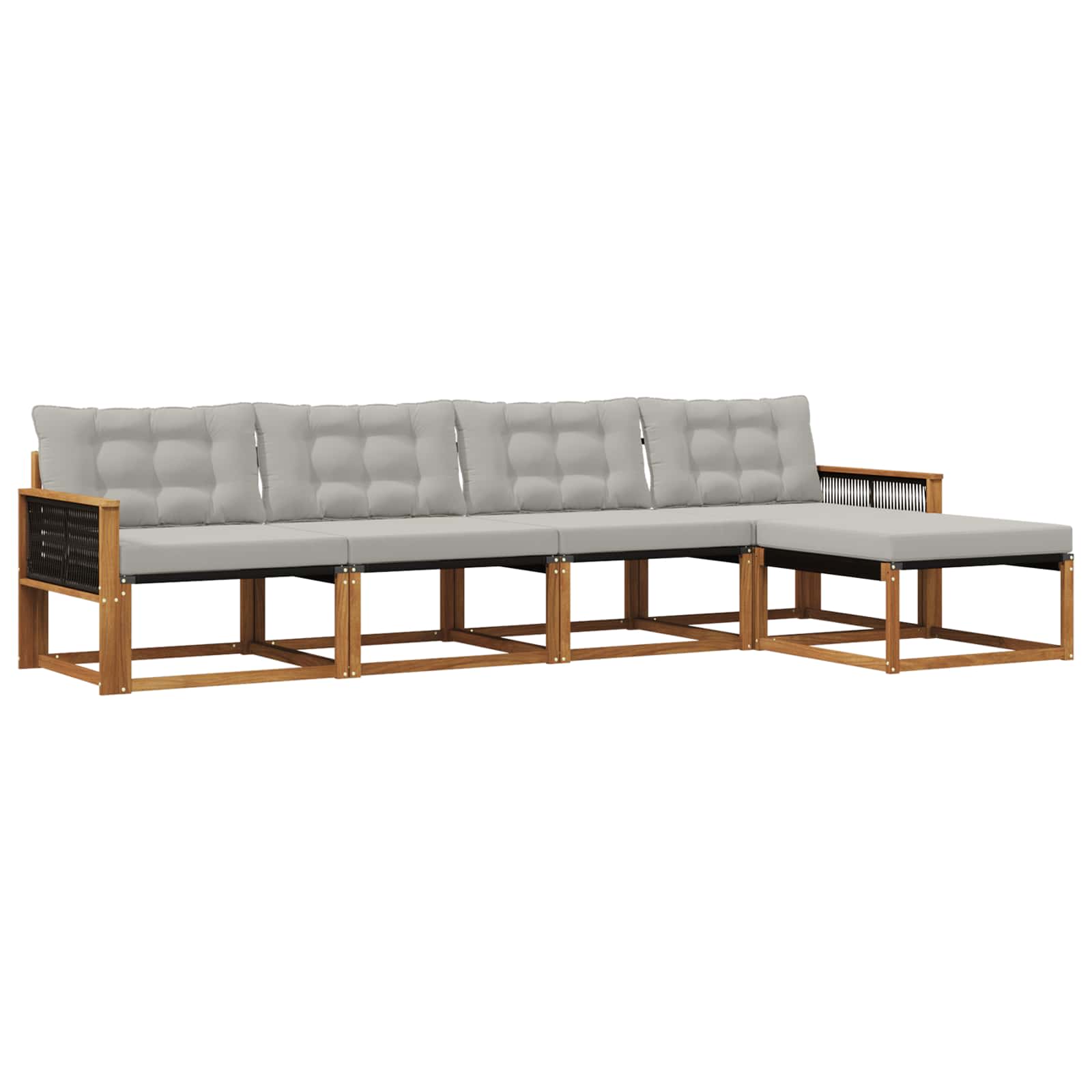 Set vanjskih sofa s jastukom 5 pcs Prirodna i svjetlosiva