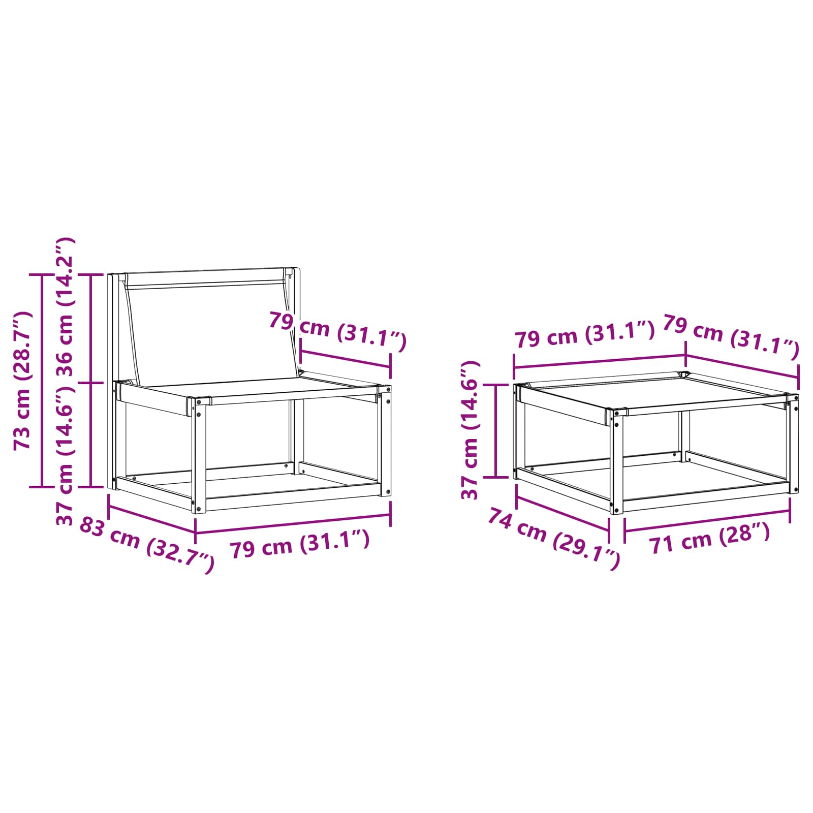 Set vanjskih sofa s jastukom 6 pcs Prirodna i svjetlosiva