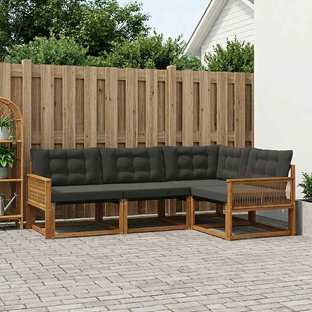 Set vanjskih sofa 4 kom. Prirodna i crna