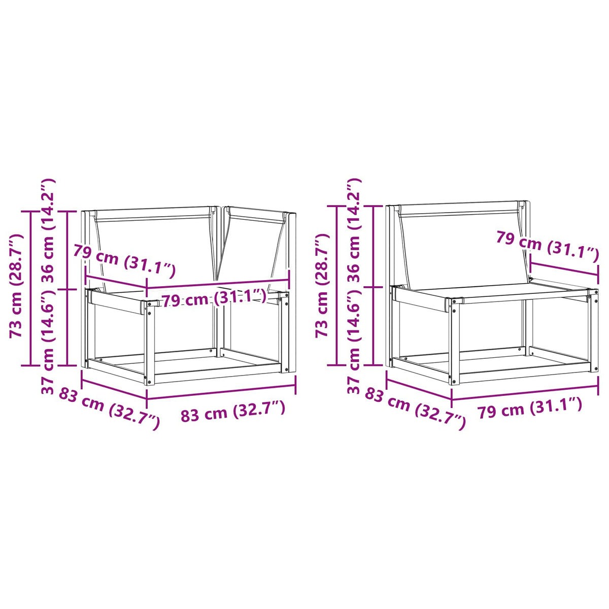 Set vanjskih sofa 4 kom. Prirodna i crna