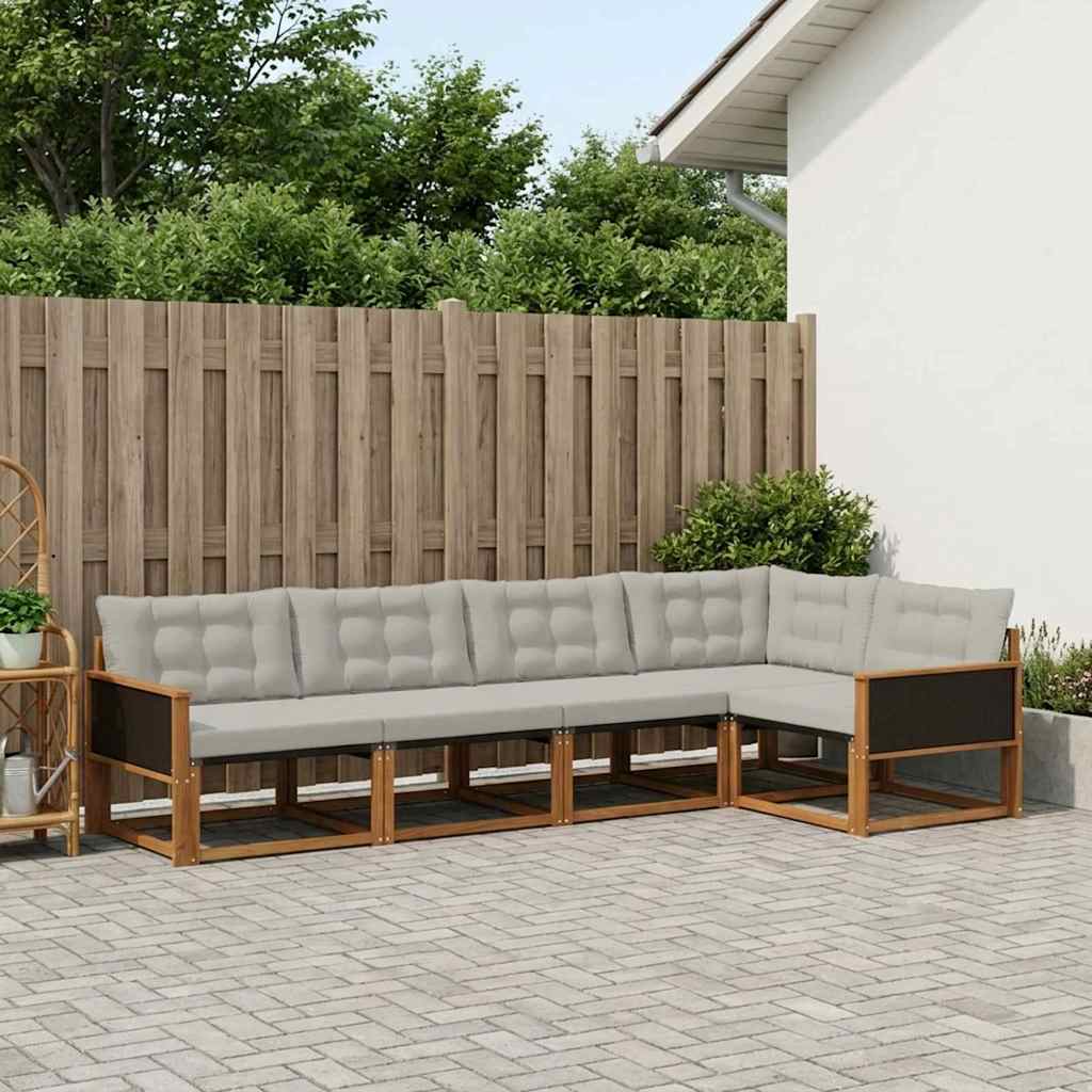 Set vanjskih sofa s jastukom 5 pcs Prirodna i svjetlosiva