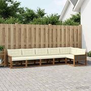 Set vanjskih sofa 6 kom. Prirodna i krem Smeđa 402 x 164,5 x 73 cm