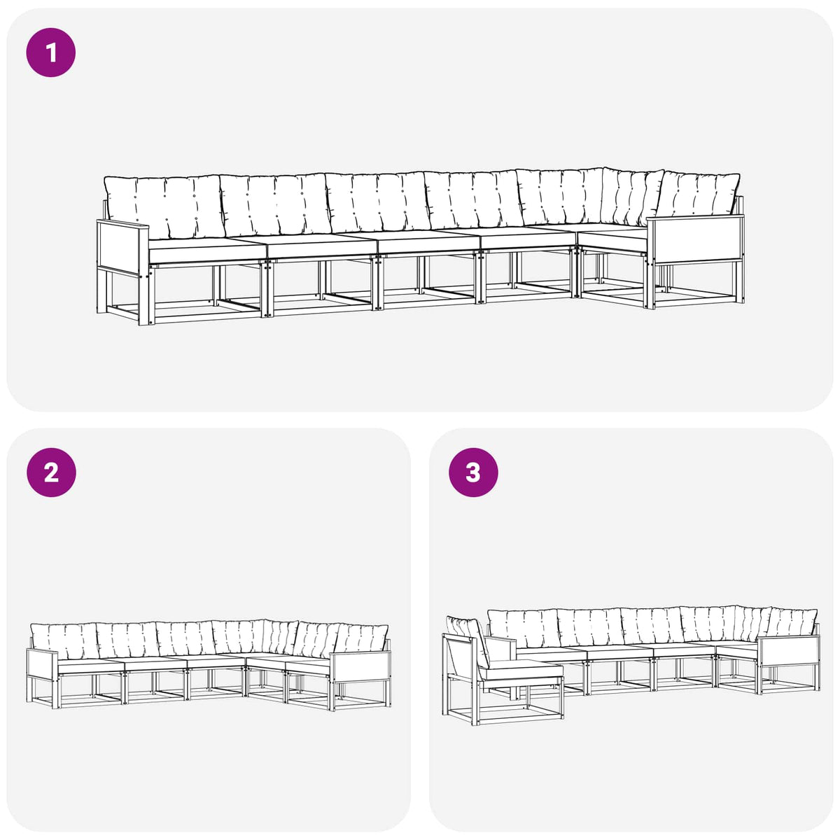 Set vanjskih sofa 6 kom. Prirodna i krem Smeđa 402 x 164,5 x 73 cm