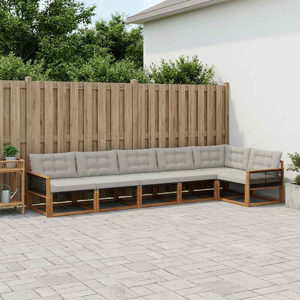 Set vanjskih sofa s jastukom 7 pcs Prirodna i svjetlosiva