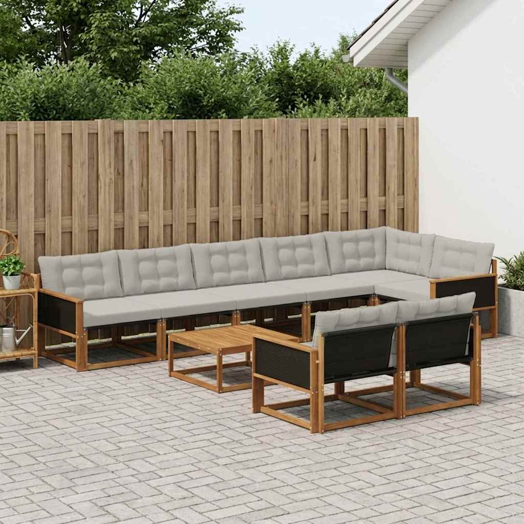Set vanjskih sofa s jastukom 9 pcs Prirodna i svjetlosiva