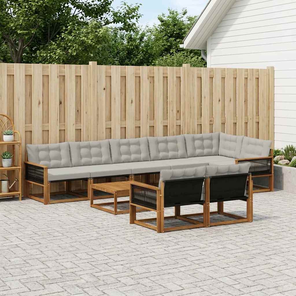 Set vanjskih sofa s jastukom 9 pcs Prirodna i svjetlosiva