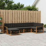 Set vanjskih sofa 6 kom. Prirodna i crna Čvrsto drvo akacije