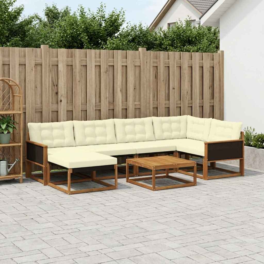 Set vanjskih sofa 7 pcs Prirodna i krem Čvrsto drvo akacije