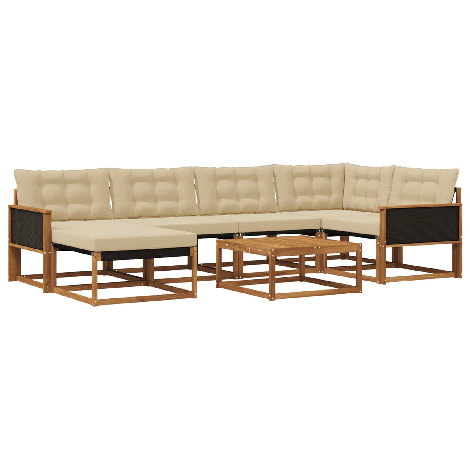 Set vanjskih sofa 7 pcs Prirodna i bež Čvrsto drvo akacije