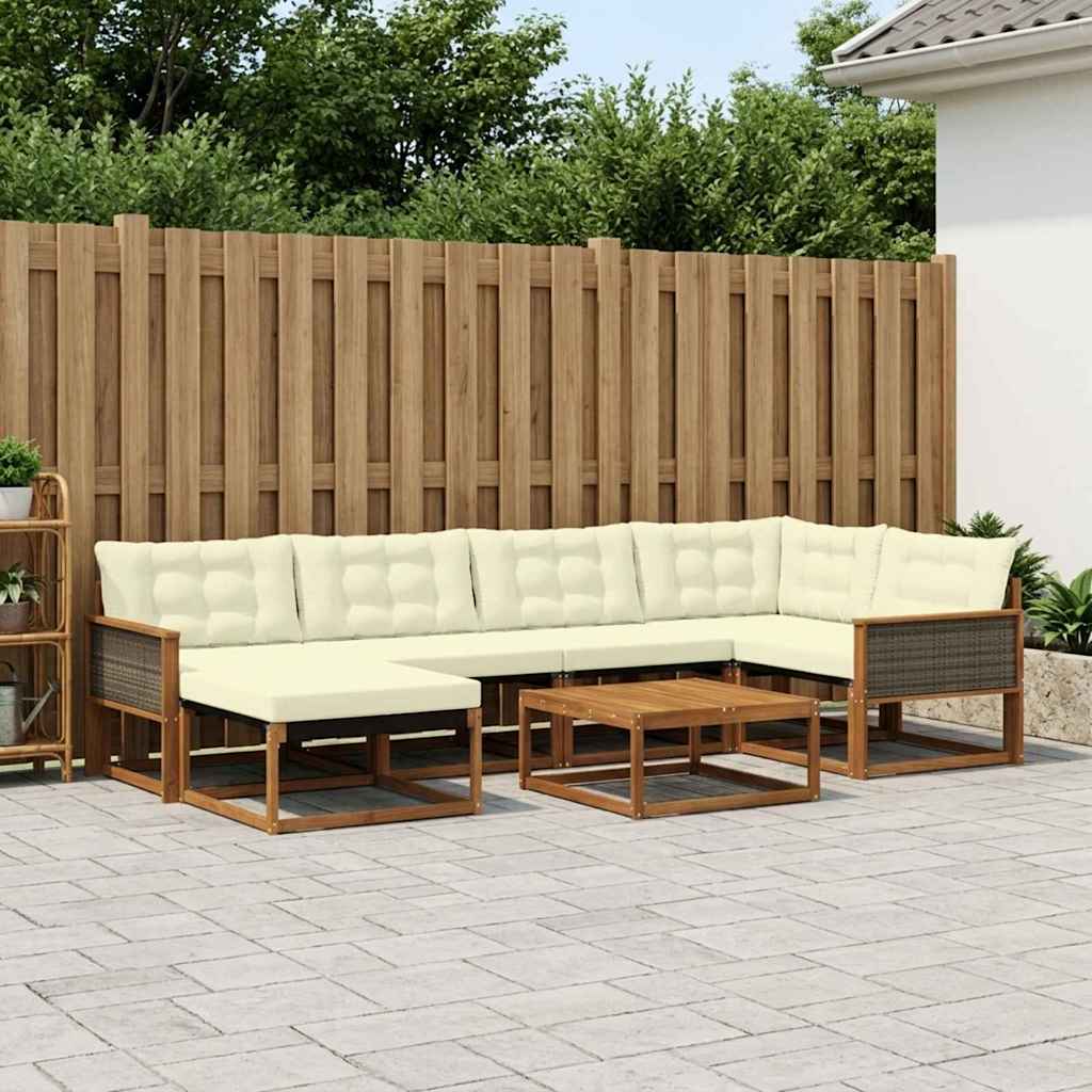 Set vanjskih sofa 7 pcs Prirodna i krem Čvrsto drvo akacije