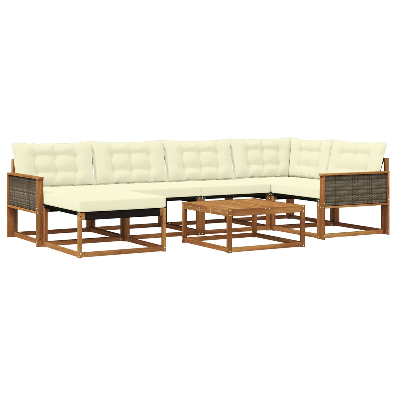 Set vanjskih sofa 7 pcs Prirodna i krem Čvrsto drvo akacije