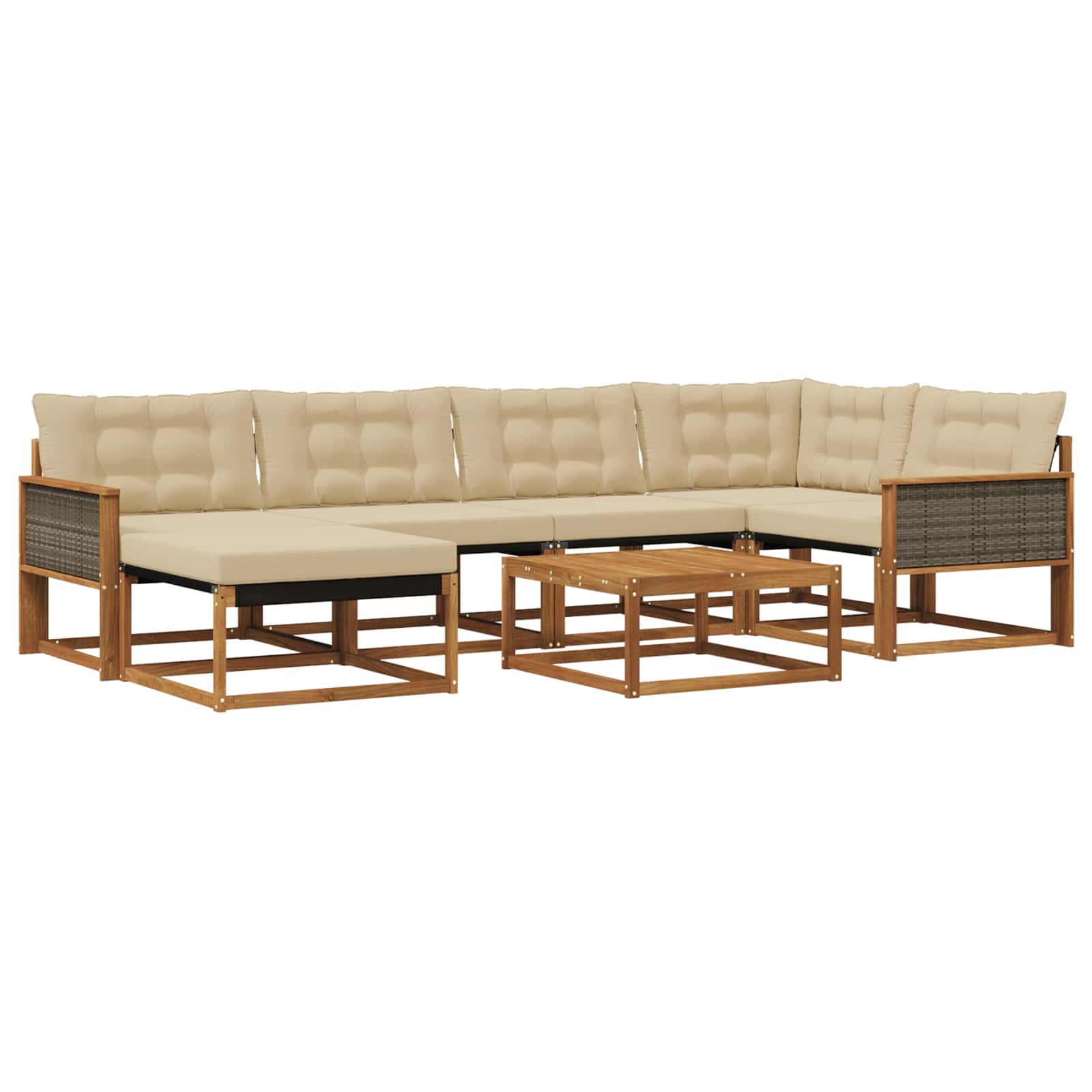 Set vanjskih sofa 7 pcs Prirodna i bež Čvrsto drvo akacije