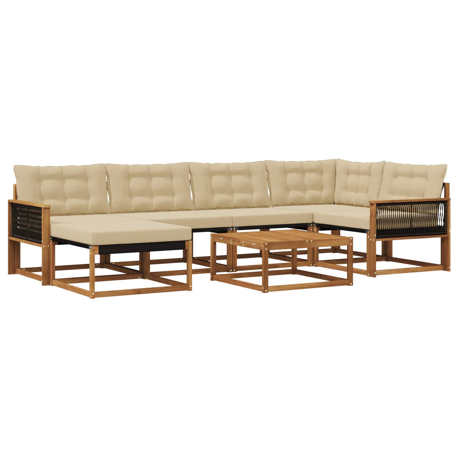 Set vanjskih sofa 7 pcs Prirodna i bež Čvrsto drvo akacije