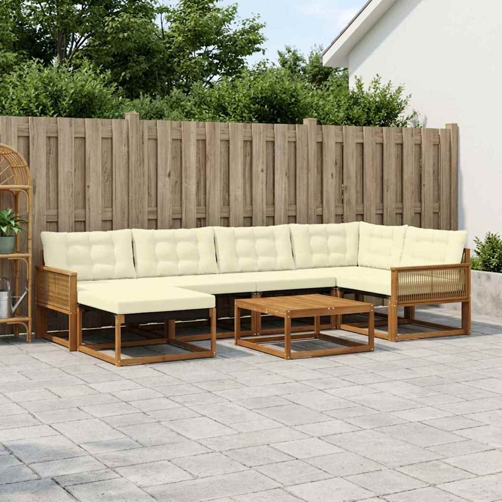 Set vanjskih sofa 7 pcs Prirodna i krem Čvrsto drvo akacije