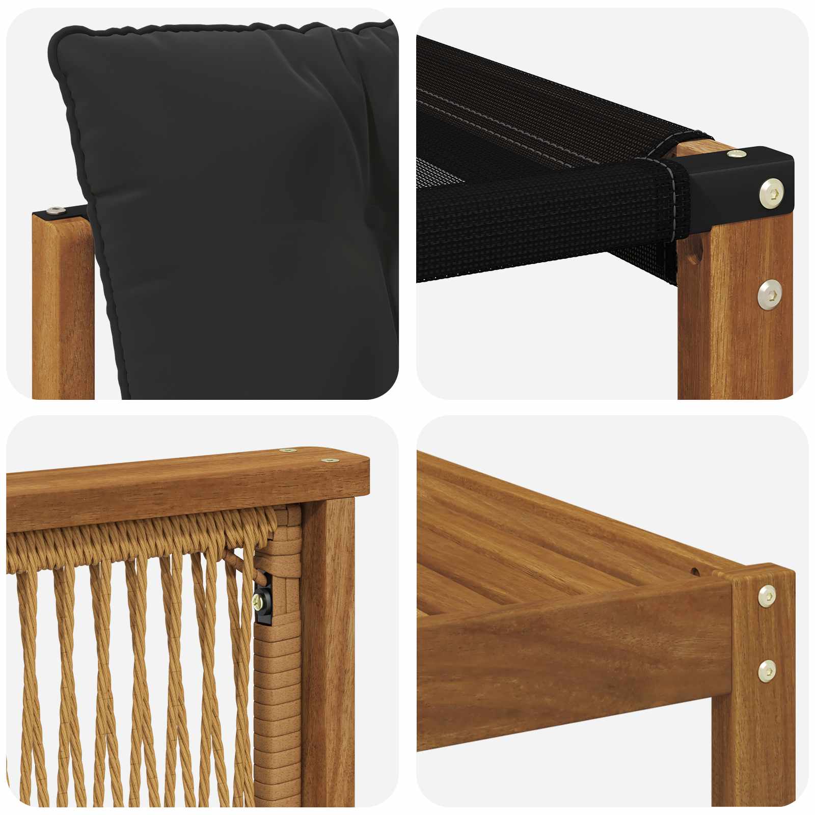 Set vanjskih sofa 7 pcs Prirodna i crna Čvrsto drvo akacije