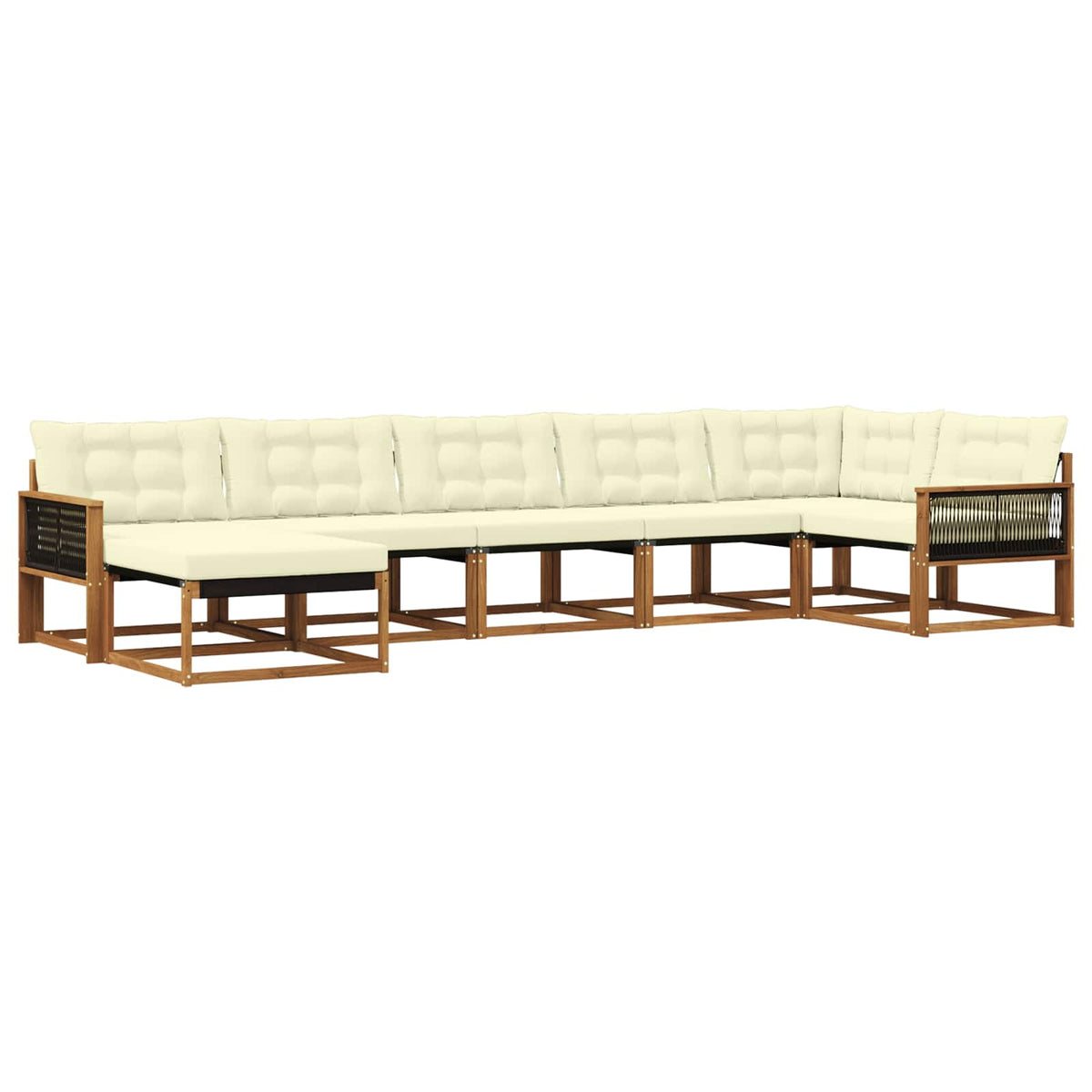 Set vanjskih sofa 7 kom. Prirodna i krem Čvrsto drvo akacije