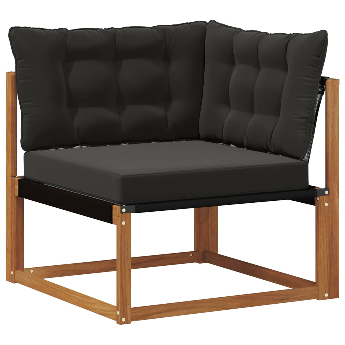 Set vanjskih sofa 7 kom. Prirodna i crna Čvrsto drvo akacije