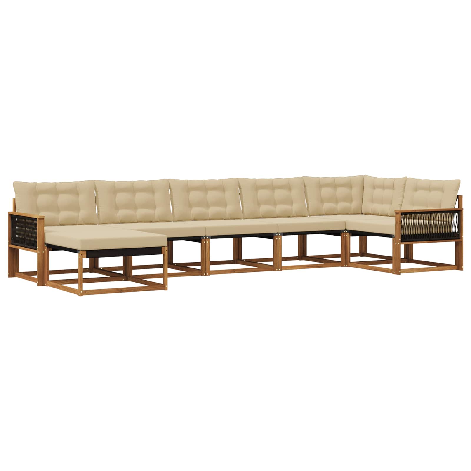 Set vanjskih sofa 7 kom. Prirodna i bež Čvrsto drvo akacije