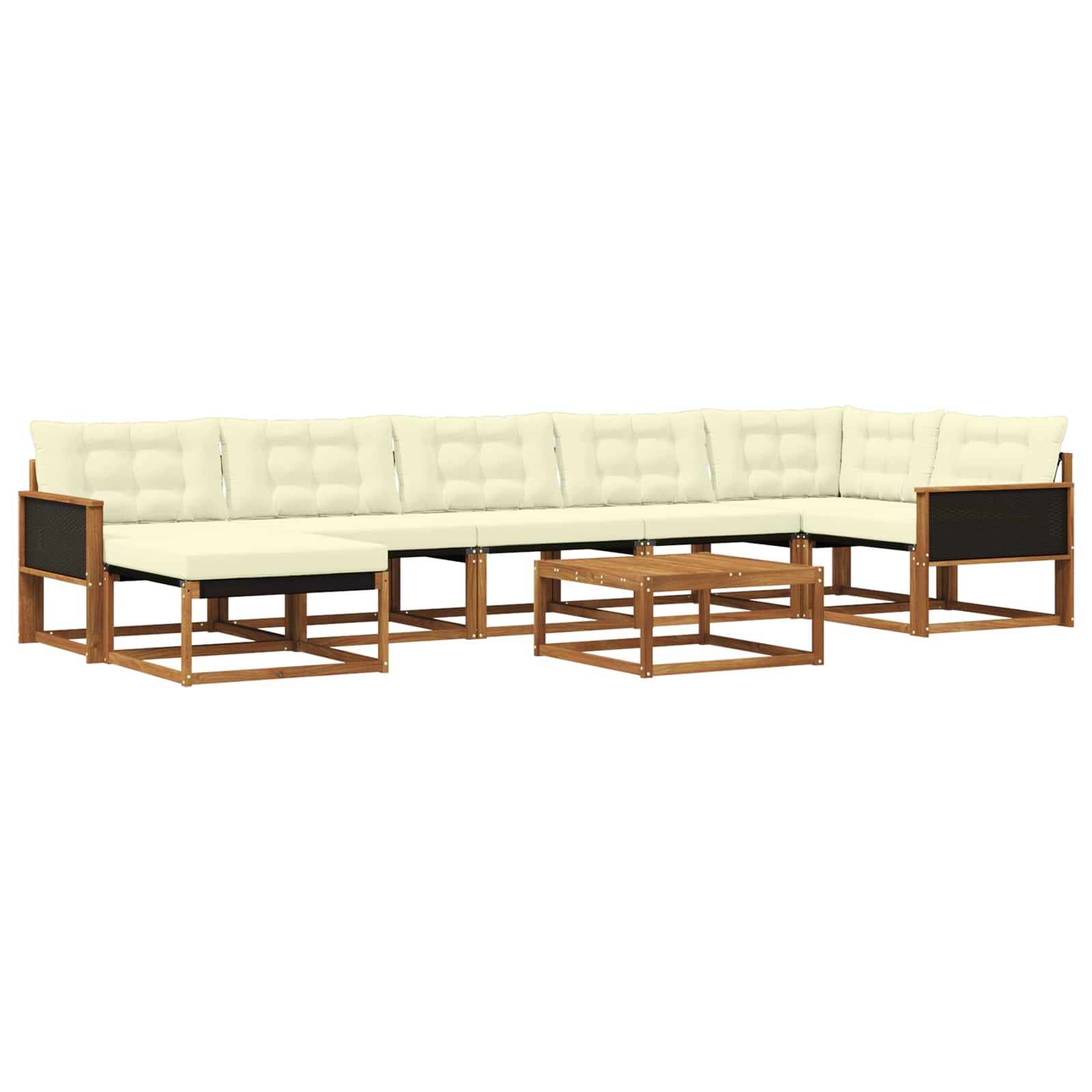 Set vanjskih sofa 8 pcs Prirodna i krem Čvrsto drvo akacije