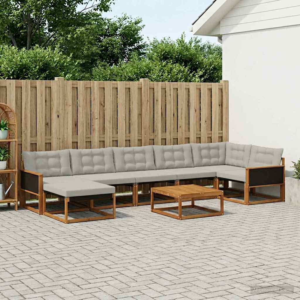 Set vanjskih sofa s jastukom 8 pcs Prirodna i svjetlosiva