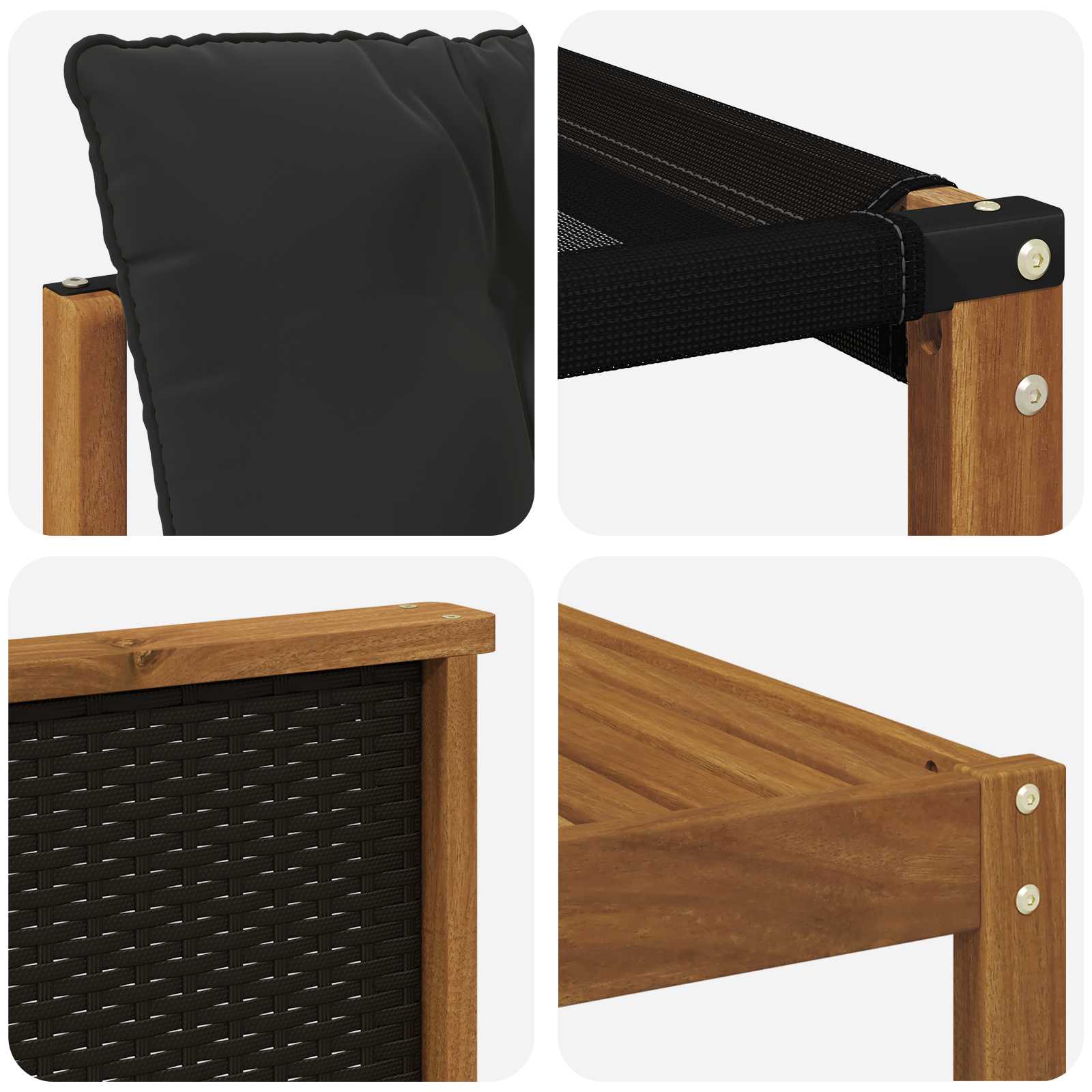 Set vanjskih sofa 8 pcs Prirodna i crna Čvrsto drvo akacije