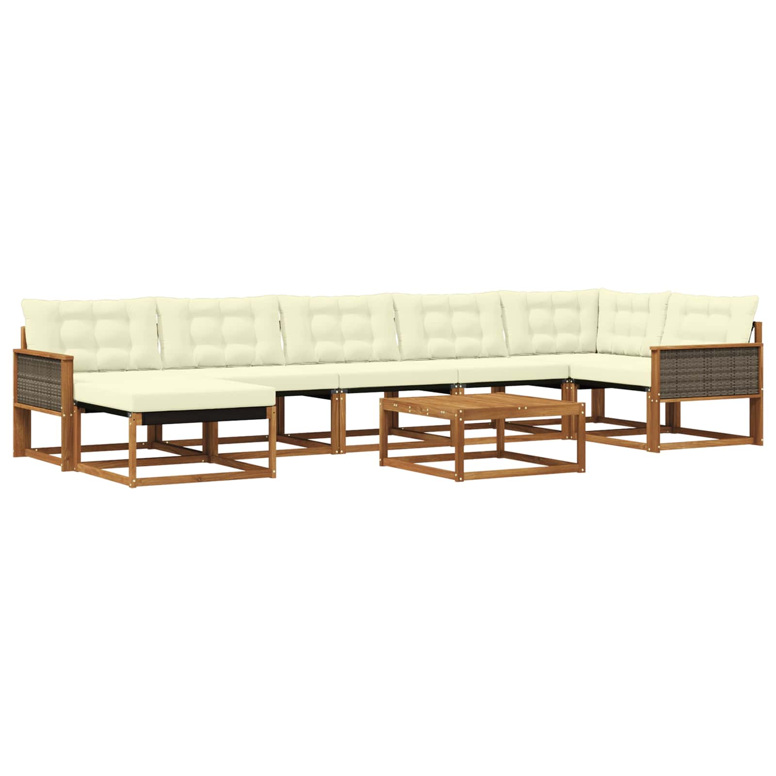 Set vanjskih sofa 8 pcs Prirodna i krem Čvrsto drvo akacije