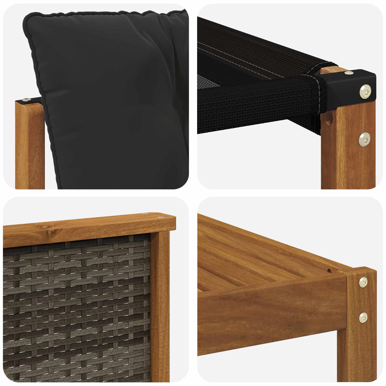 Set vanjskih sofa 8 pcs Prirodna i crna Čvrsto drvo akacije
