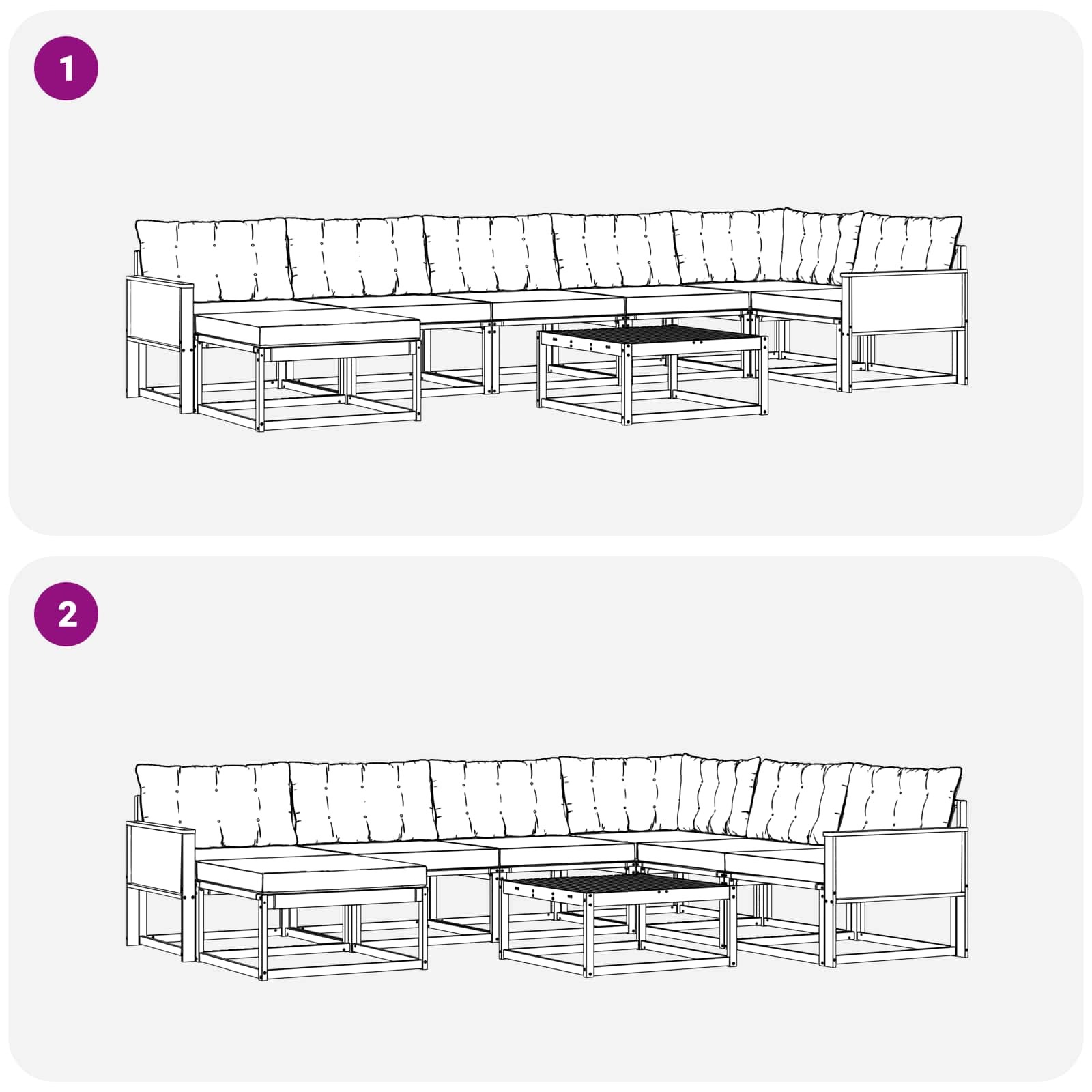 Set vanjskih sofa 8 kom. Prirodna i crna Čvrsto drvo akacije
